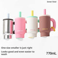Insulated Straw Cup with Silicone Handle 770 ml, 4 Colors Vacuum Tumbler