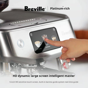 Breville semi-automatic espresso machine with built-in grinder, second view