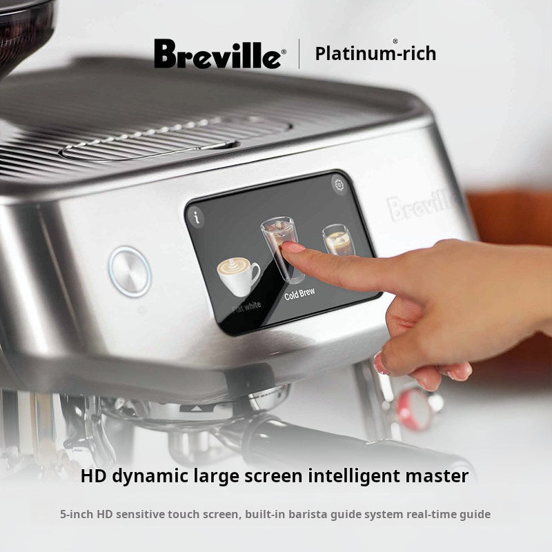 Breville semi-automatic espresso machine with built-in grinder, second view