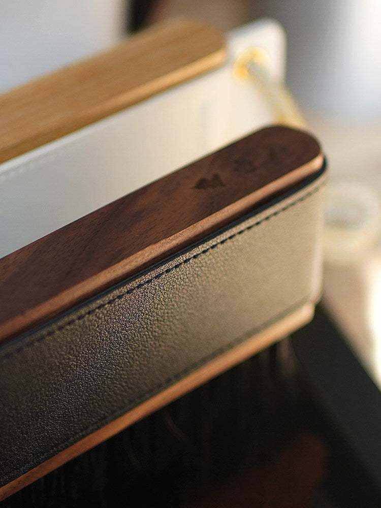 wooden coffee cleaning brush with natural horsehair bristles