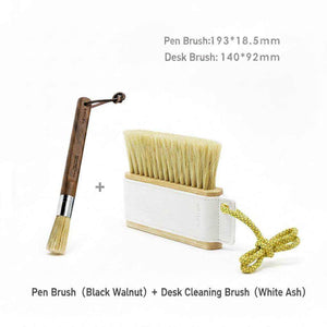 wooden coffee cleaning brush with horsehair bristles