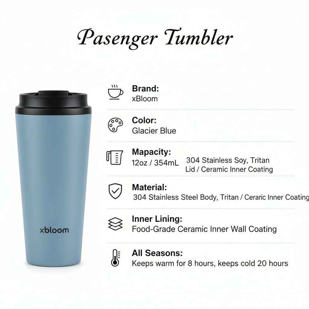xBloom Passenger ceramic lined travel coffee tumbler in graphite black