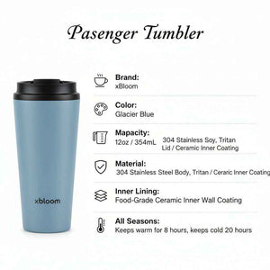 xBloom Passenger ceramic lined travel coffee tumbler in graphite black
