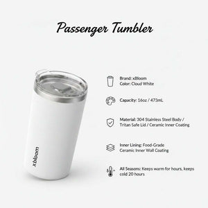 xBloom Passenger ceramic lined travel coffee tumbler with stainless steel body